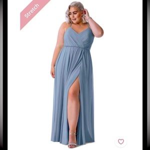 Azazie Bridesmaid Dusty Blue Floor Length Dress